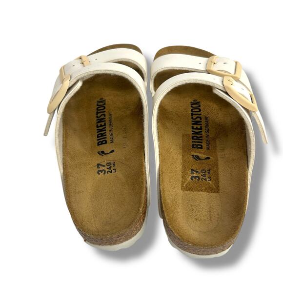 Birkenstock Women's Arizona Birko-Flor Sandals Size 37 US Size 6 Beige Cream EUC - Picture 10 of 13